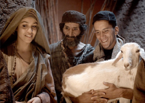 Shepherds visit baby Jesus